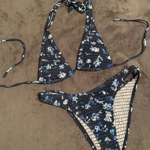 Navy floral bikini set